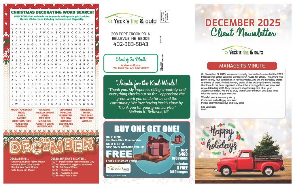 Monthly Newsletter Page 2 | Yeck's Tire & Auto